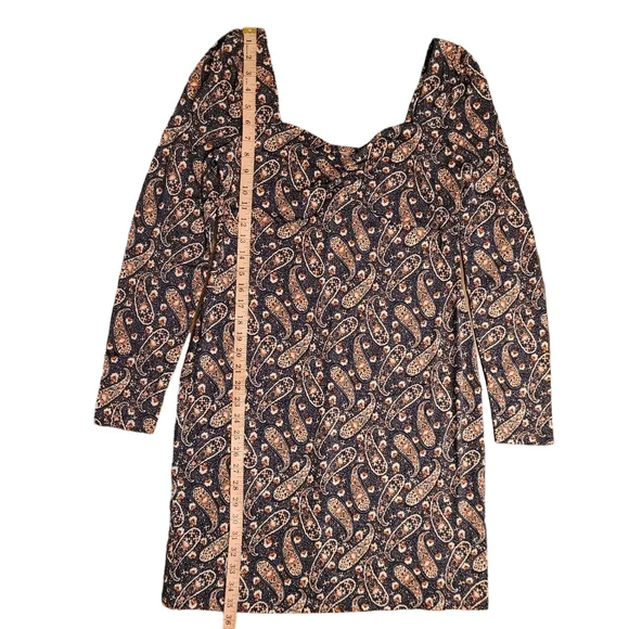 NWT Boden Paisley Fitted Jersey Dress Long Sleeve Sweetheart Neck Size 8R